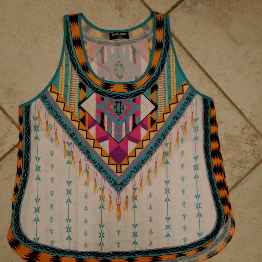 Fancyqube | Large  Aztec Tribal Print Sleeveless Tank